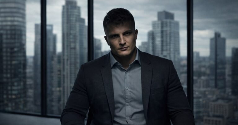 Symbolic image of a toxic boss in a corporate office environment representing workplace power imbalance and psychological pressure.