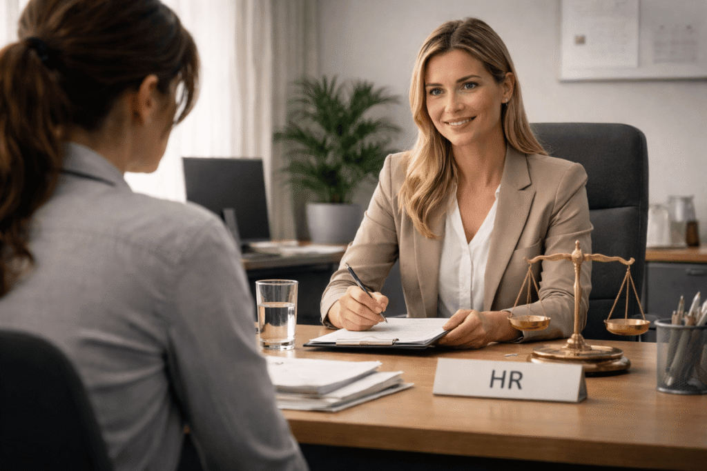 Employee reporting workplace mobbing to HR, receiving polite but emotionally detached response, lack of real support.