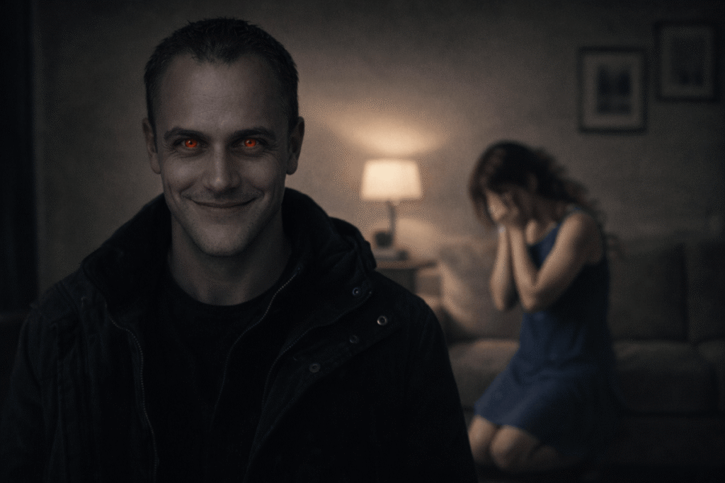 Emotional manipulation in a toxic relationship, power imbalance between partners. AI-generated illustration depicting a fictional person for conceptual purposes.